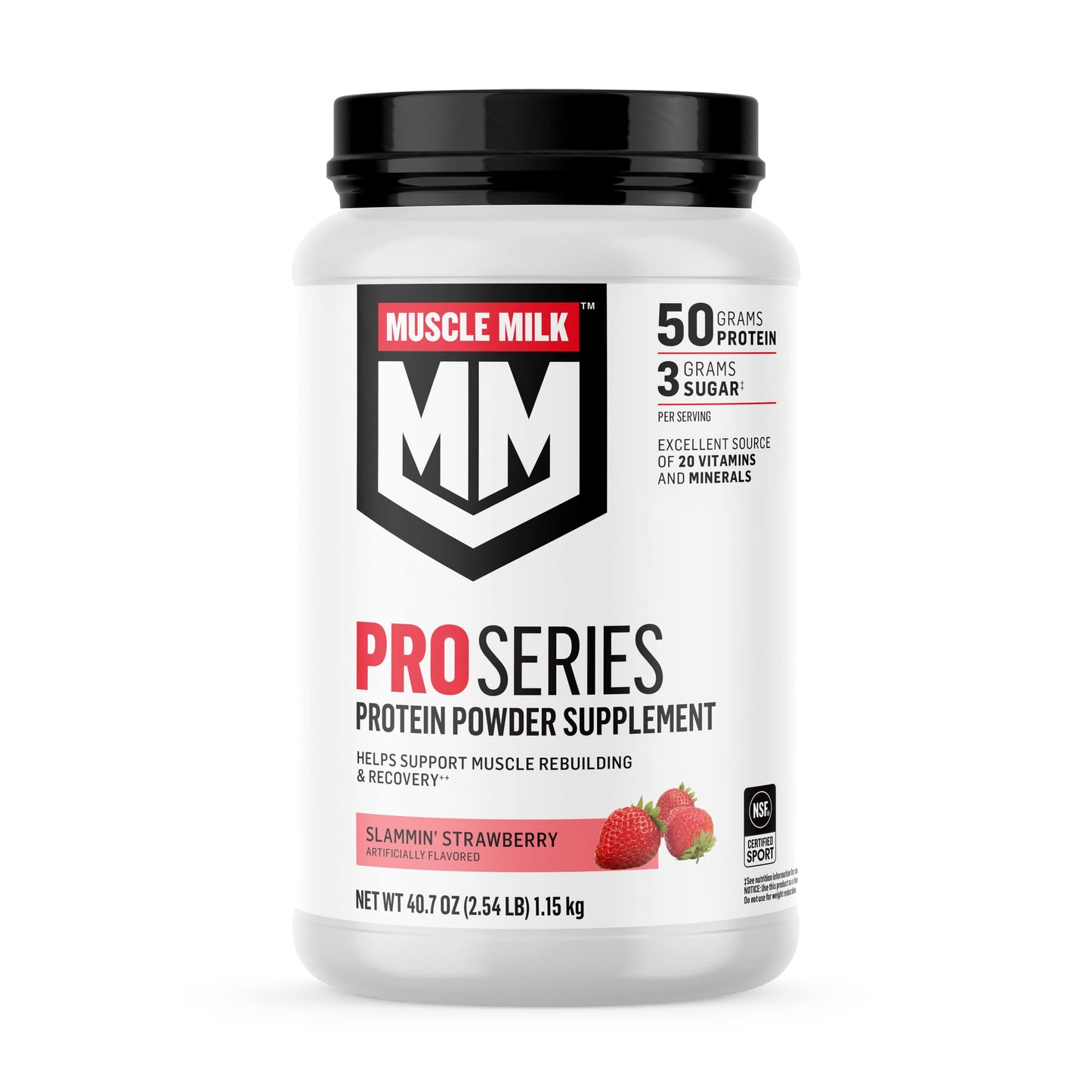 Muscle Milk Pro Series Protein Powder Supplement, Knockout Chocolate, 2.54 Pound, 14 Servings, 50g Protein, 3g Sugar, 20 Vitamins & Minerals, NSF Certified for Sport, Packaging May Vary