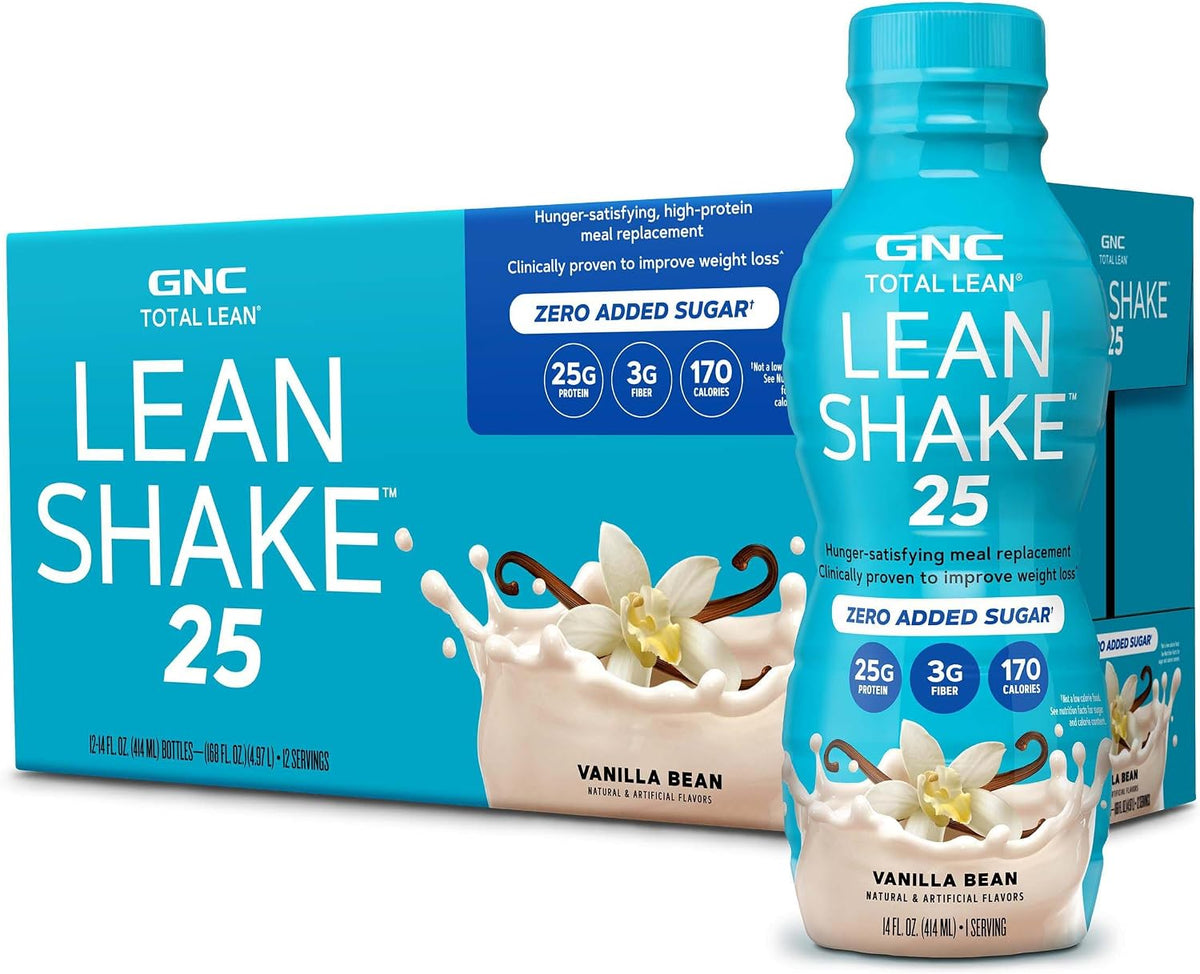 GNC Total Lean Shake 25, Vanilla Bean, Zero Added Sugar, 12 Servings