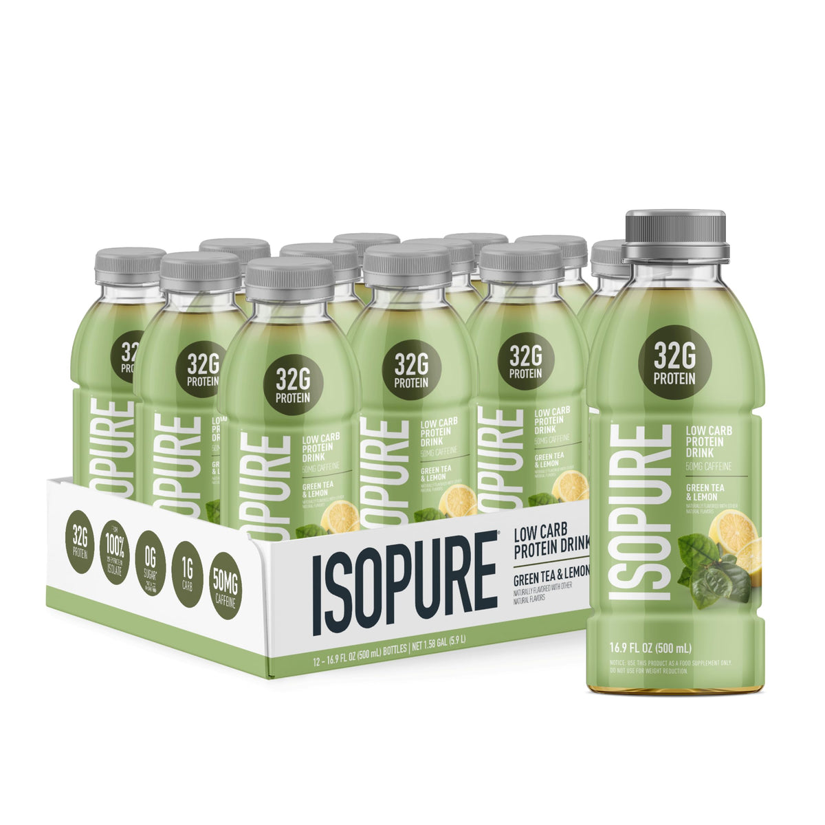 Isopure Zero Carb Clear Protein Drink, Apple Melon 12 Count